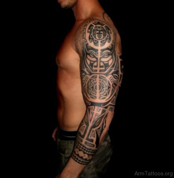 Maori Tattoo On Full Sleeve 