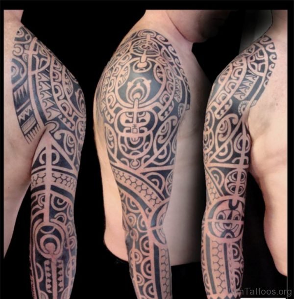 Maori Tribal Tattoo On Arm 