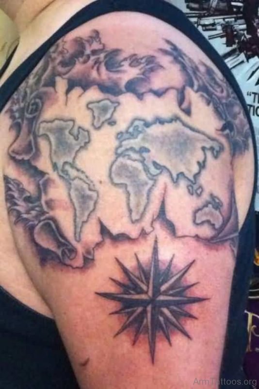 Map Tattoo Design On Shoulder