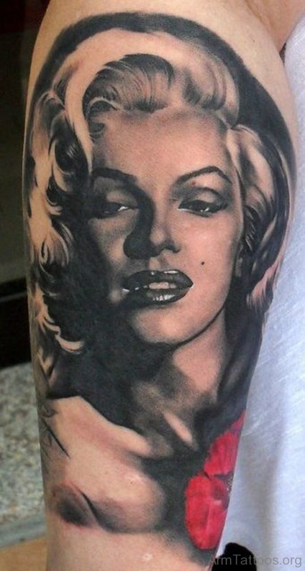 Marilyn Monroe pin up girl Portrait tattoo. 