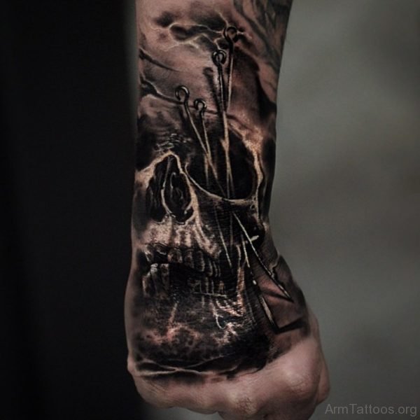 Matthew James Hand Skull Tattoo