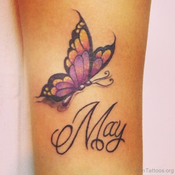 May Memorial Butterfly Tattoo On Arm