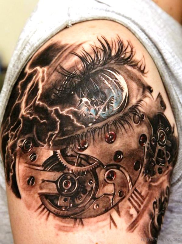 Mechanical Clock Tattoo On Arm 