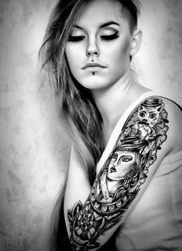 Medusa Tattoo On Girl Arm 