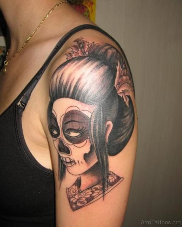 Mexican Skull Geisha Tattoo