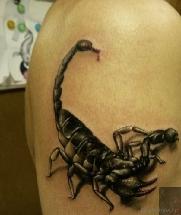 Mind Blowing Scorpion Tattoo On Shoulder