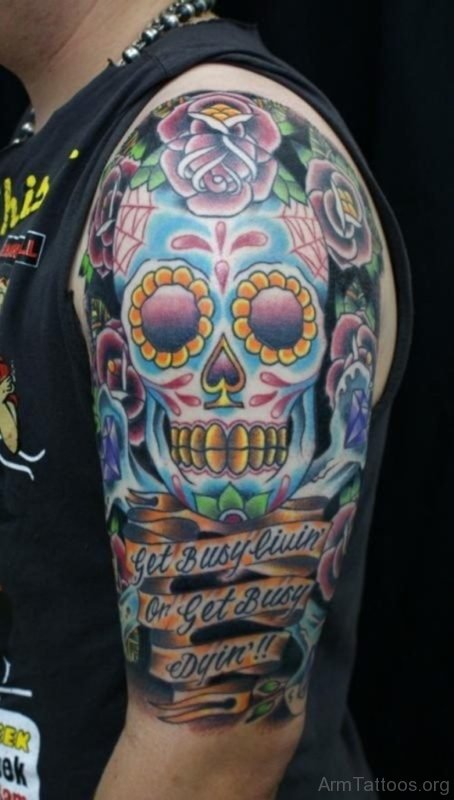 Modern Skull Tattoo On Arm