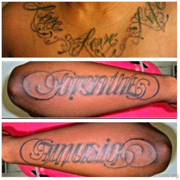 Music strength Ambigram Tattoo