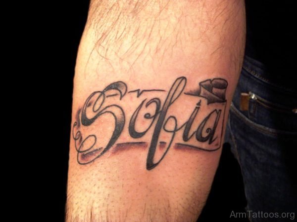 Name Scroll Tattoo On Arm 