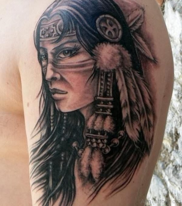 Native American Old Lady Portrait Tattoo 