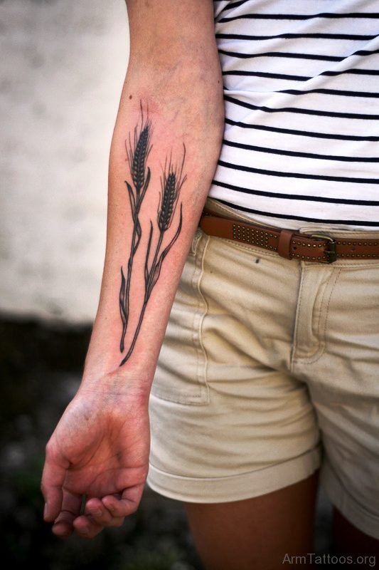 Nature Wheat Tattoo On Arm 