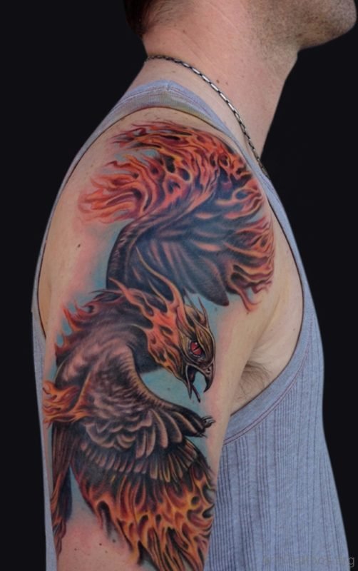 New Fire Bird Phoenix Tattoo On Arm