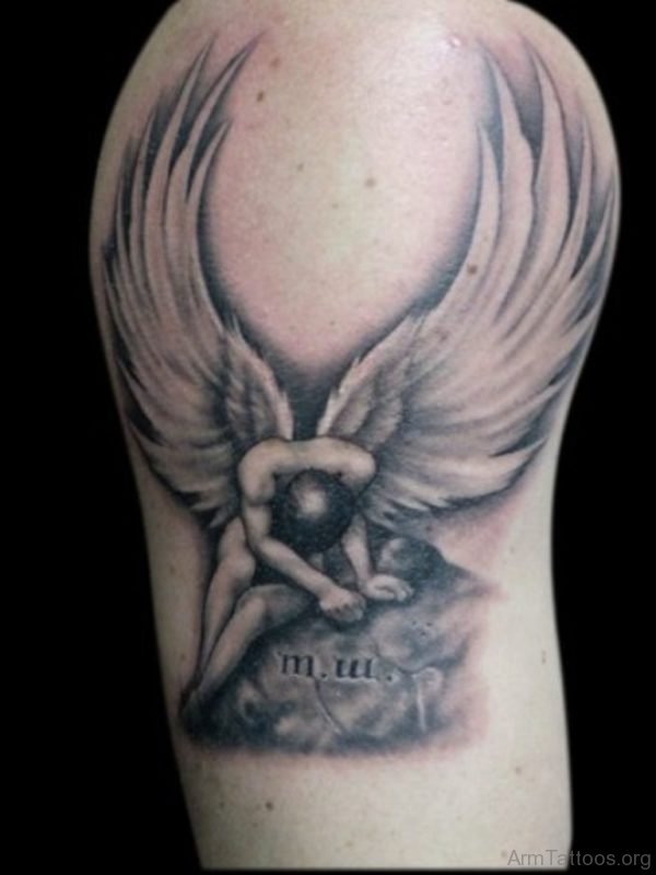 New Stylse Angel Tattoo On Arm
