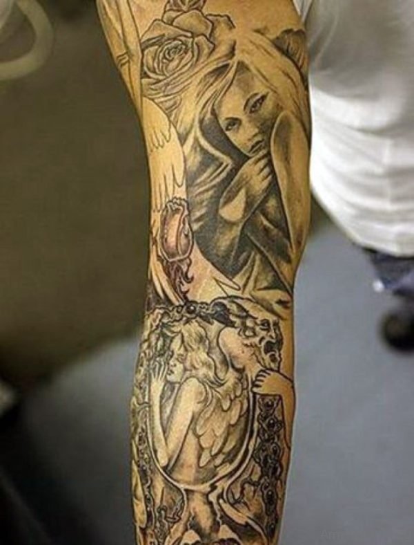Nice Angel Tattoo Design On Arm