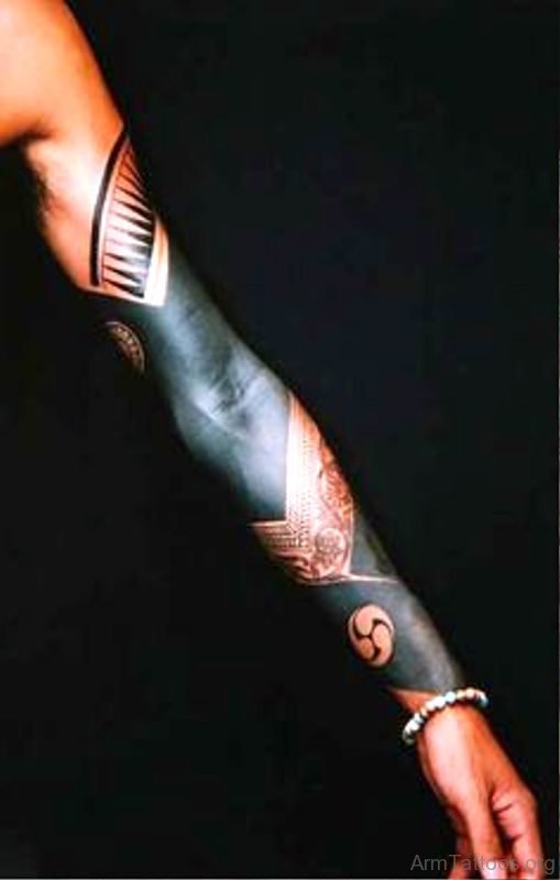 Nice Black Arm Tattoo On Arm 