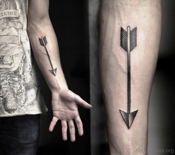 Nice Black Arrow Arm Tattoo On Arm 