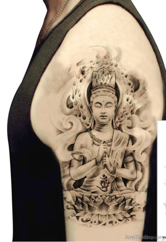 Nice Buddha Tattoo On Shoulder