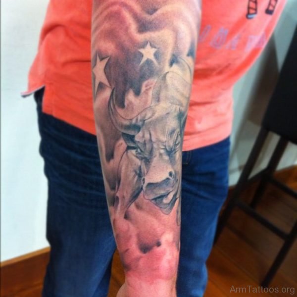 Nice Bull Tattoo On Arm