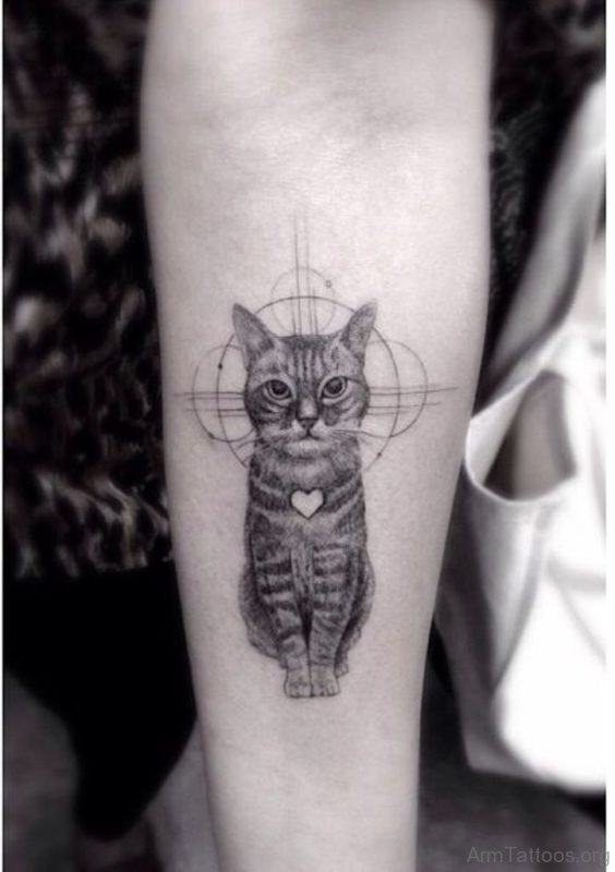 Nice Cat Tattoo On Arm