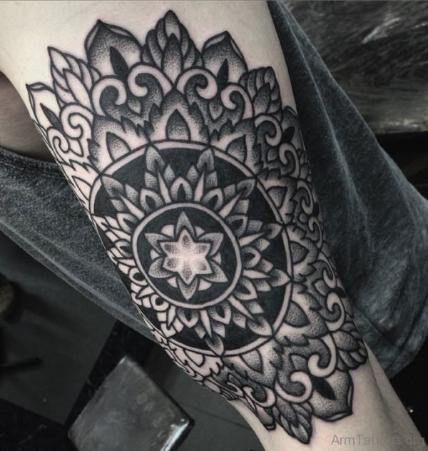 Nice Dotwork Mandala Tattoo On Arm
