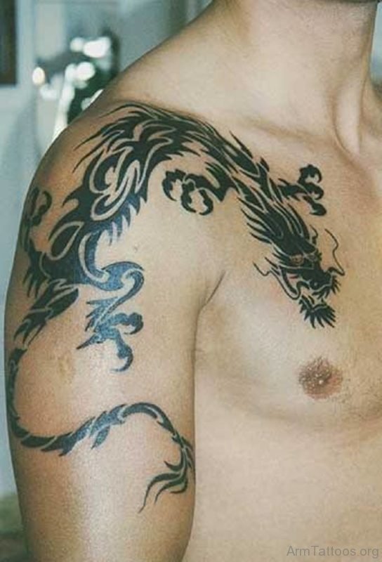 Nice Dragon Tattoo On Shoulder