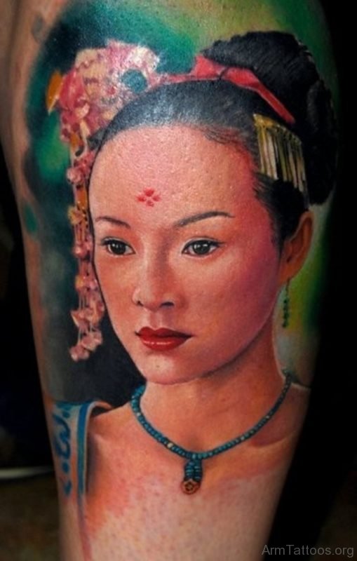 Nice Geisha Tattoo On Image