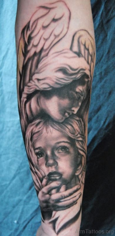 Nice Guardian Angel Tattoo