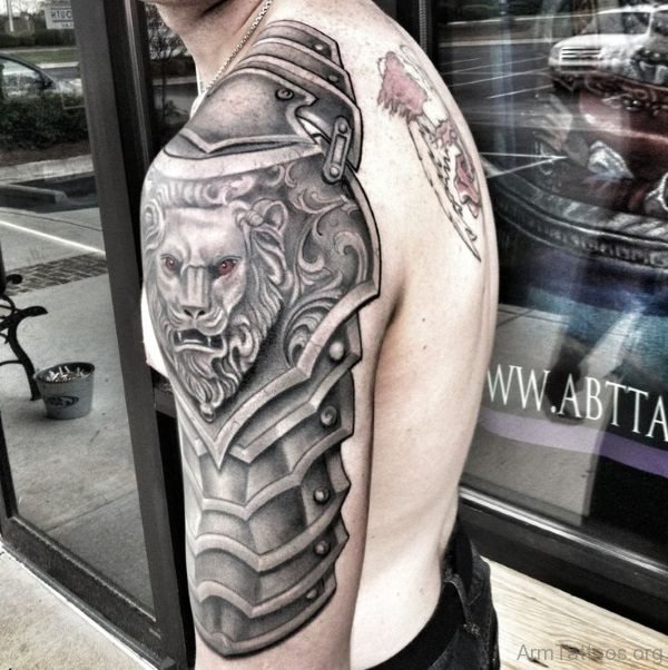 Nice Lion Armour Tattoo Design 