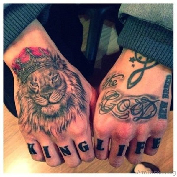 Nice Lion Tattoo On hand