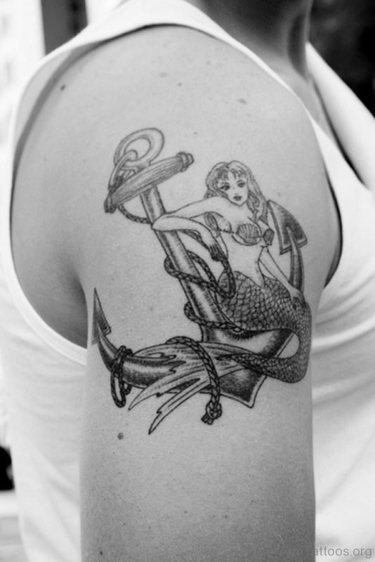 Nice Looking Anchor Tattoo