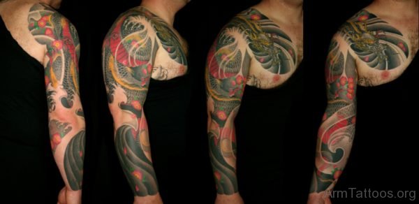 Nice Looking Dragon Tattoo On Arm