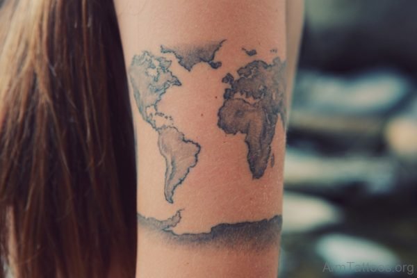 Nice Map Tattoo On Arm