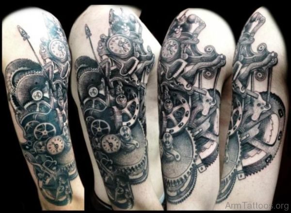 Nice Mechanical Clock Tattoo 