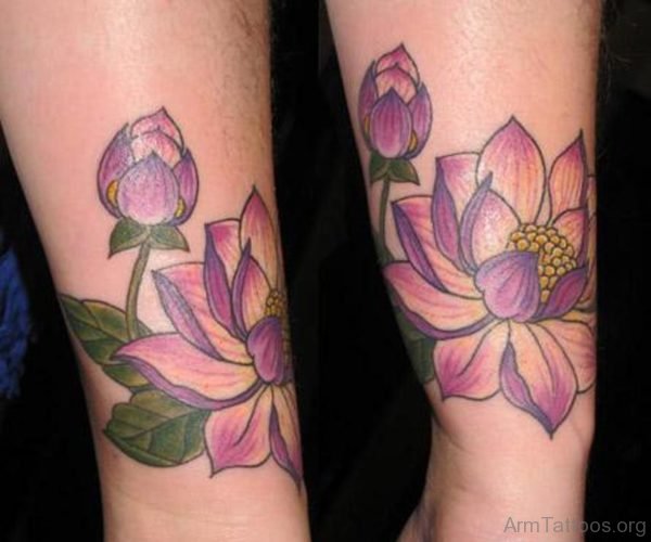 Nice Pink Lotus Flower Tattoo 
