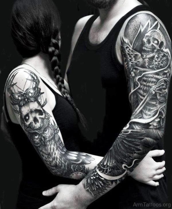 Nice Skull Tattoo On Arm 