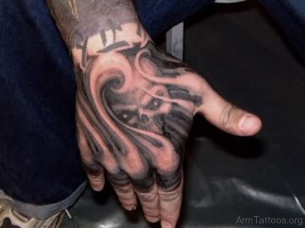 Nice Skull Tattoo On Hand