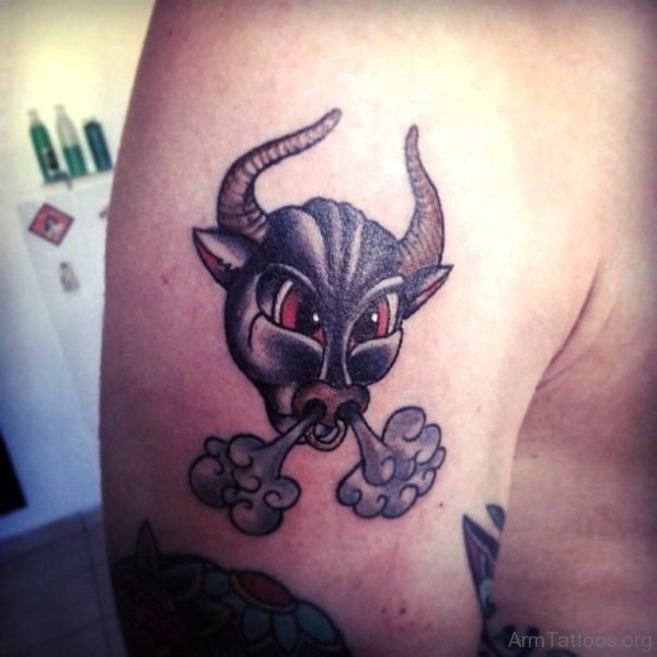 Nice Tiny Bull Tattoo 