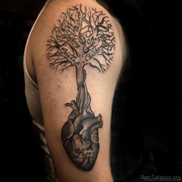 Nice Tree Tattoo Design On Shoulder
