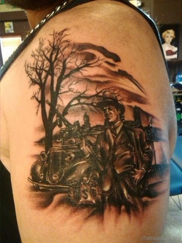 Nice Tree Tattoo On Shoulder