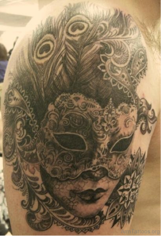 Nice Venetian Mask Tattoo