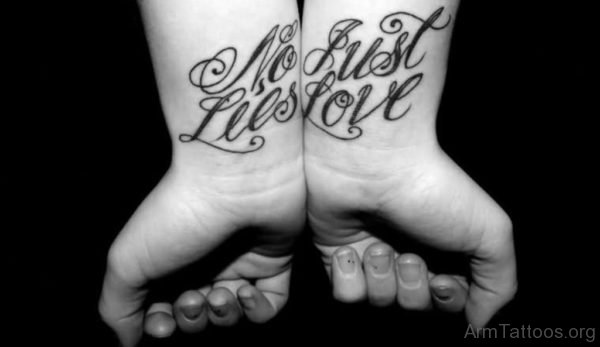 No Lies Just Love Ambigram Tattoo