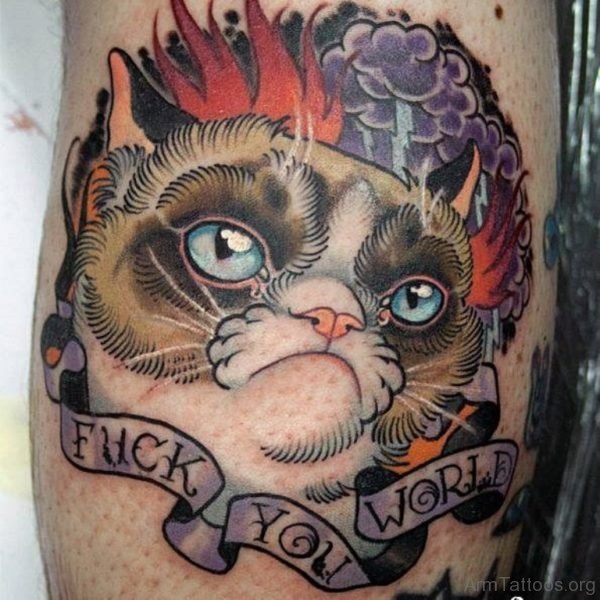 Old Scholl Cat Tattoo
