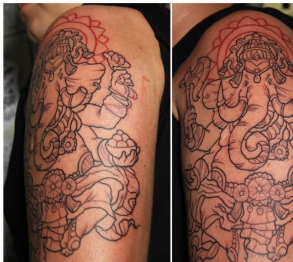 Outline Ganesha Tattoo