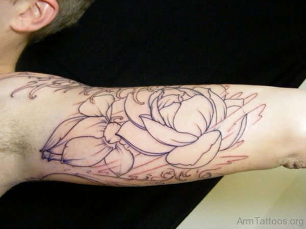 Outline Lotus Tattoo On Arm