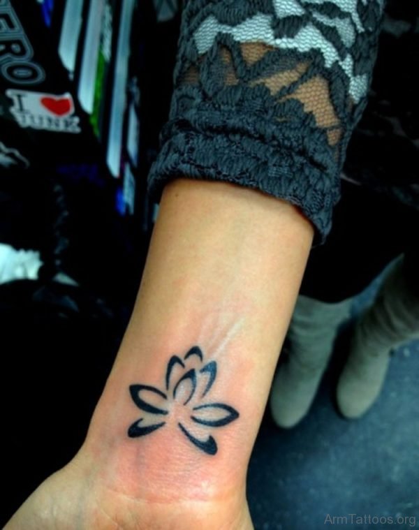 Outline Lotus Tattoo On Arm 