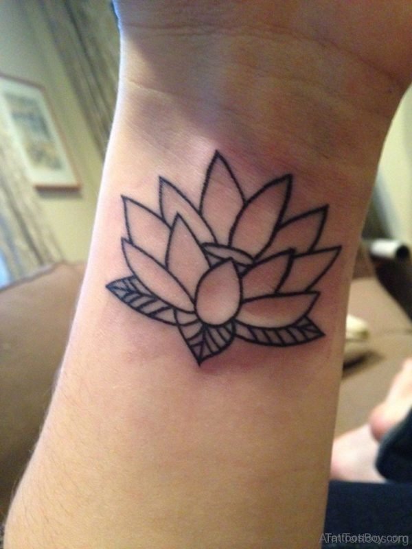 Outline Lotus Tattoo On Arm 