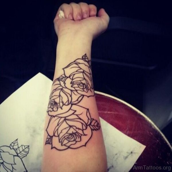 Outline Rose Tattoo On Arm