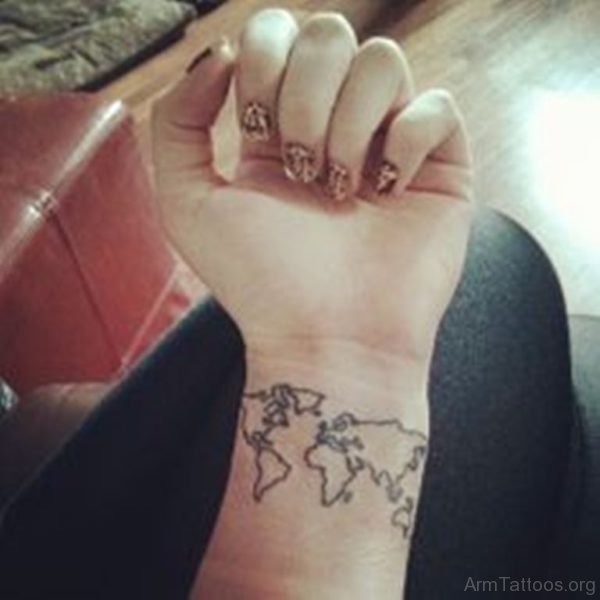 Outline World Map Tattoo