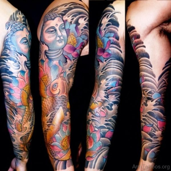 Outstanding Buddha Tattoo Design On Arm 