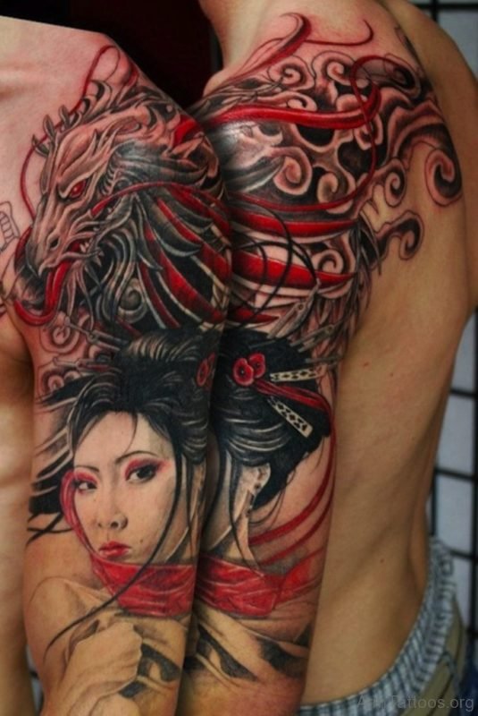 Outstanding Geisha Tattoo